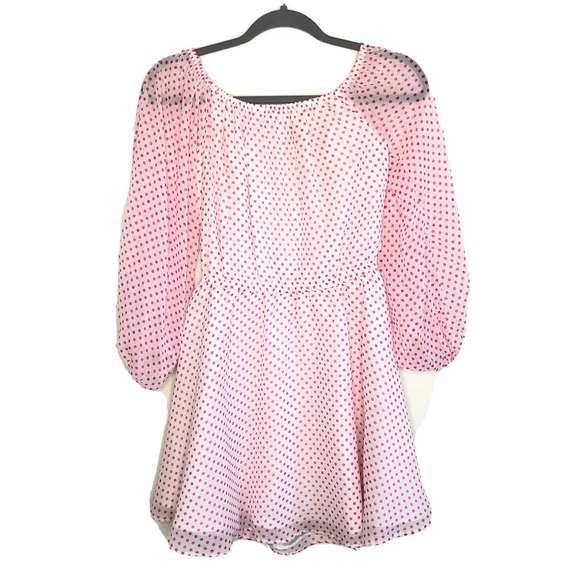 Lovers + Friends Small World Traveler Dress Pink Polka Dot Off Shoulder … - Picture 7 of 10
